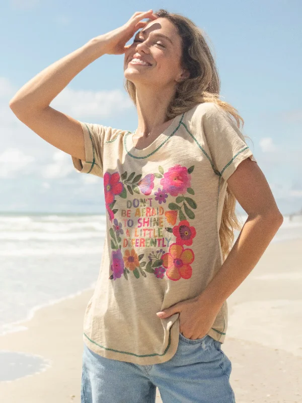 Boho Cotton Tee Shirt - Don't Be Afraid To Shine