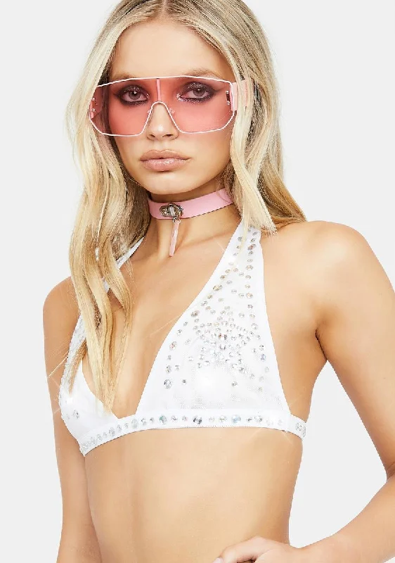 Stardust Showdown Bra Top - White