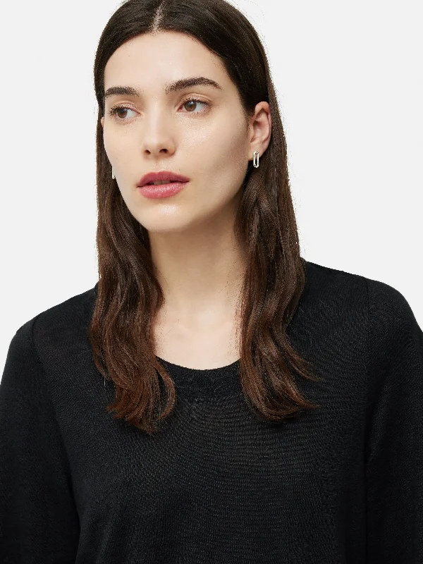 Linen Blythe Half Sleeve Tee | Black