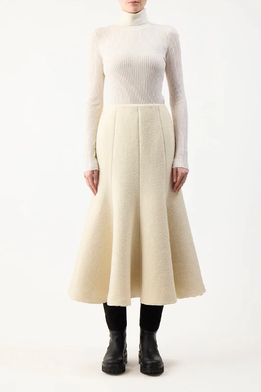 Amy Skirt in Ivory Double-Face Recycled Cashmere Felt