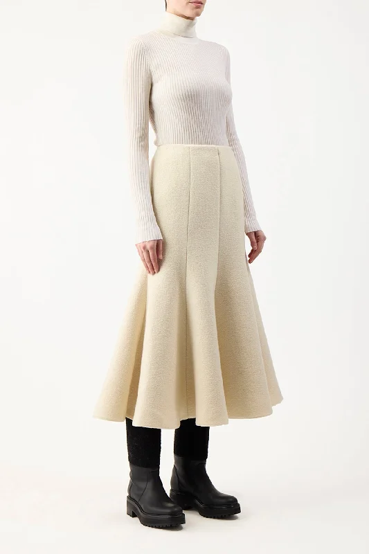 Amy Skirt in Ivory Double-Face Recycled Cashmere Felt