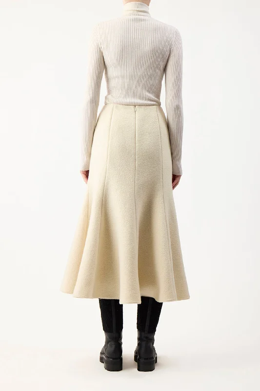 Amy Skirt in Ivory Double-Face Recycled Cashmere Felt