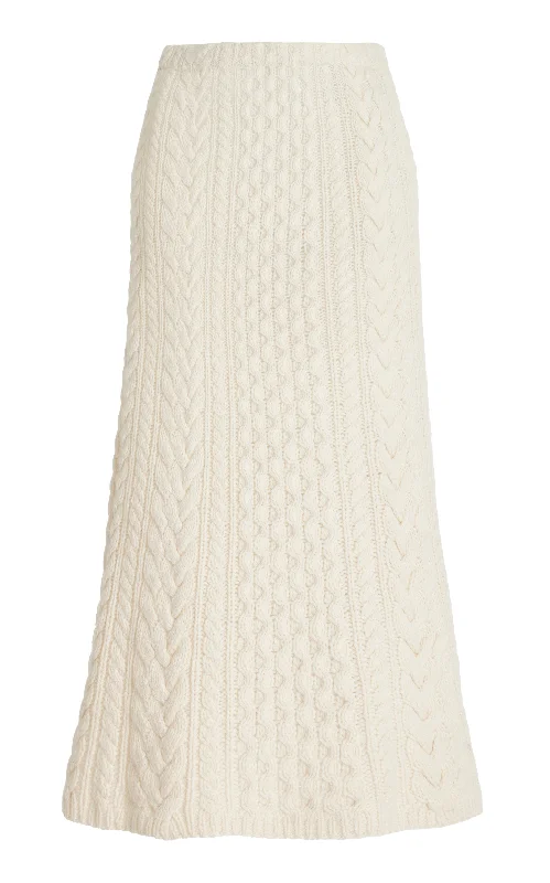 Callum Knit Skirt in Ivory Cashmere