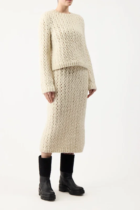 Collin Knit Skirt in Ivory Welfat Cashmere