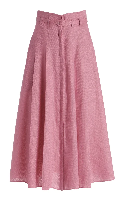 Dugald Pleated Skirt in Rose Quartz Linen