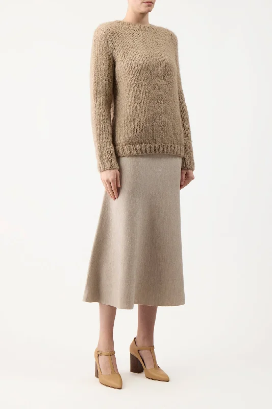 Freddie Knit Skirt in Oatmeal Merino Wool Cashmere