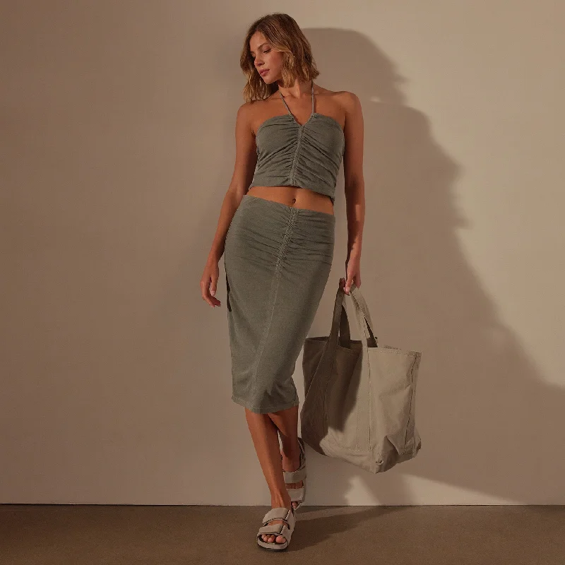 Recycled Brushed Jersey Skirt - Palm Pigment