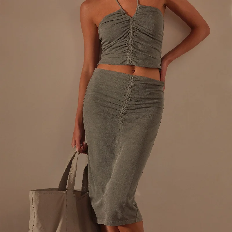 Recycled Brushed Jersey Skirt - Palm Pigment