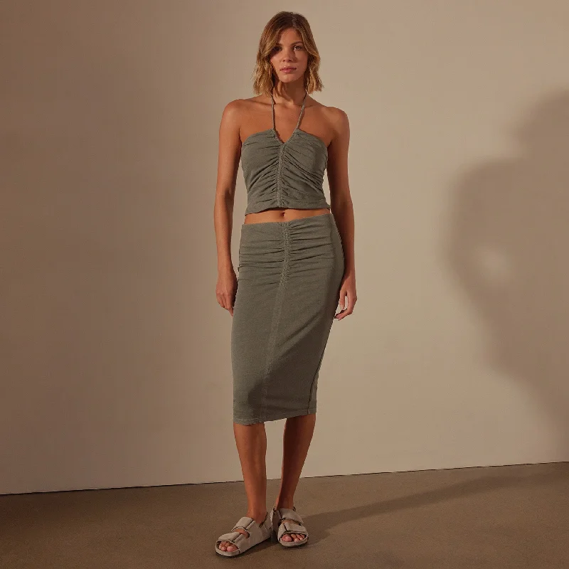 Recycled Brushed Jersey Skirt - Palm Pigment