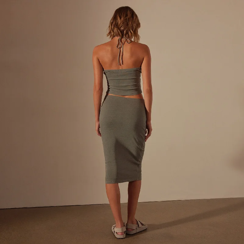 Recycled Brushed Jersey Skirt - Palm Pigment