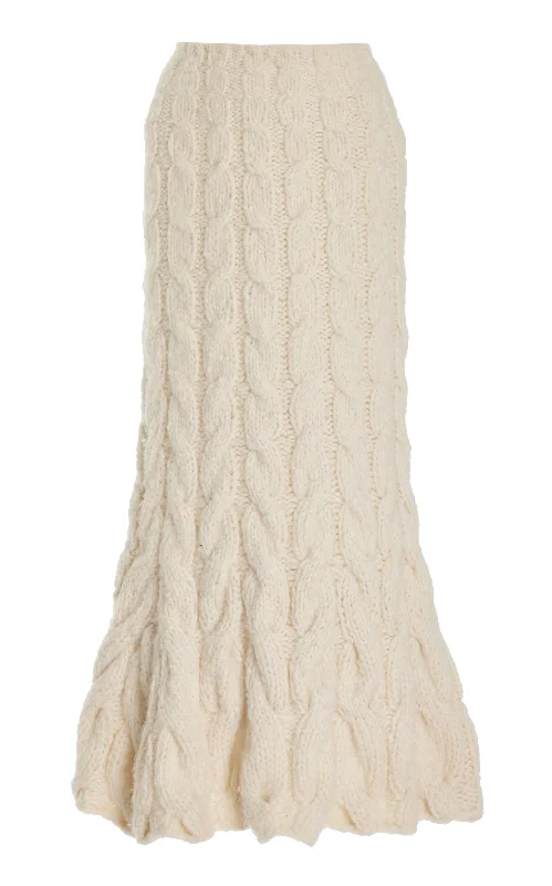 Sienna Knit Skirt in Ivory Welfat Cashmere