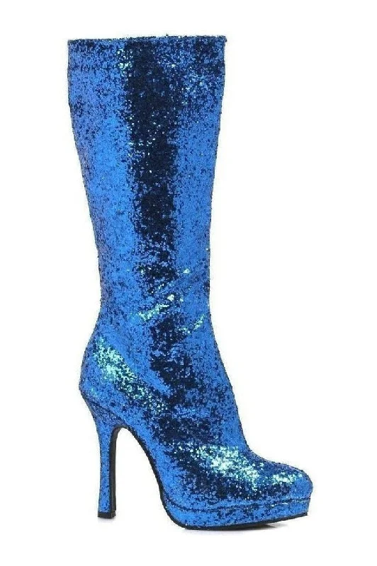 421-ZARA Knee Boot  | Blue  Glitter