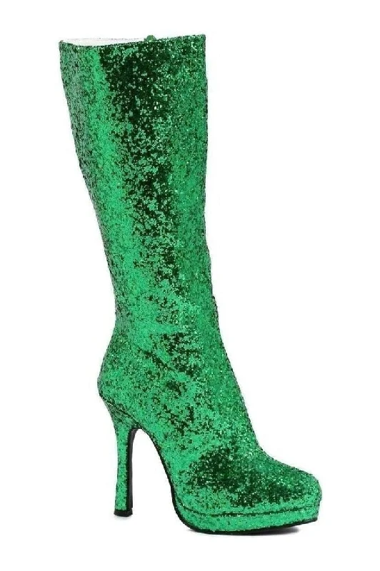 421-ZARA Knee Boot  | Green Glitter