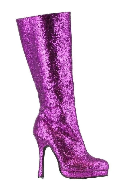 421-ZARA Knee Boot  | Purple  Glitter