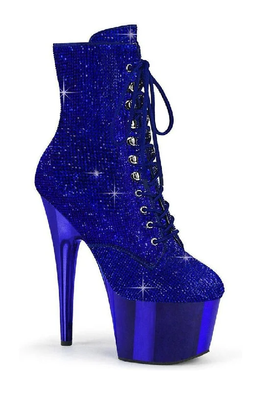 ADORE-1020CHRS Ankle Boot | Blue Faux Suede