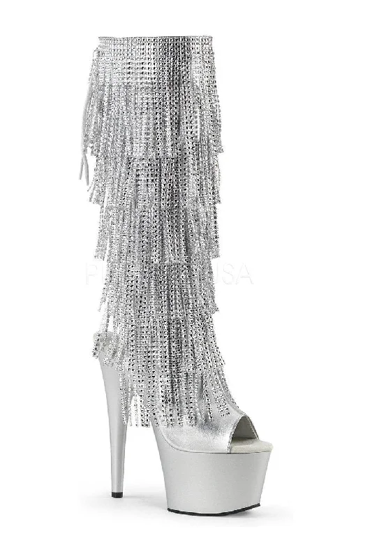 ADORE-2024RSF Platform Boot  | Silver Faux Leather