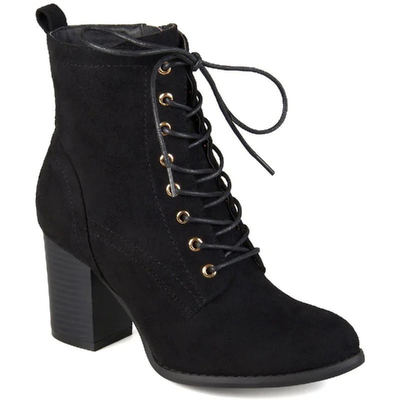 Womens Faux Suede Block Heels Ankle Boots