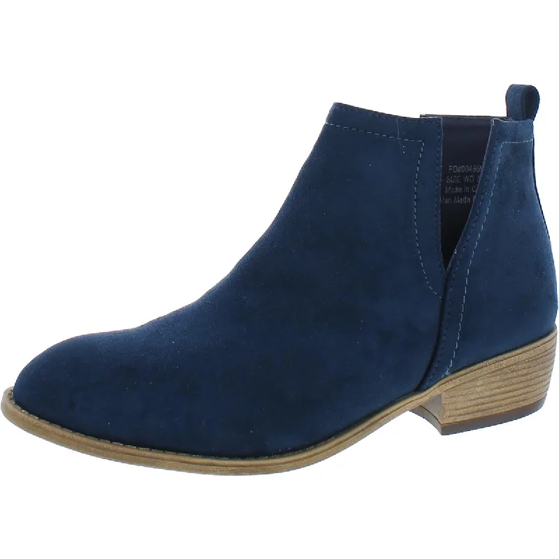 Womens Faux Suede Slip On Ankle Boots