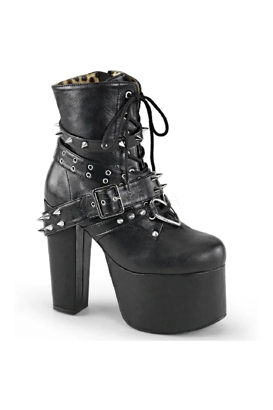 TORMENT-700 Demonia Ankle Boot | Black Faux Leather