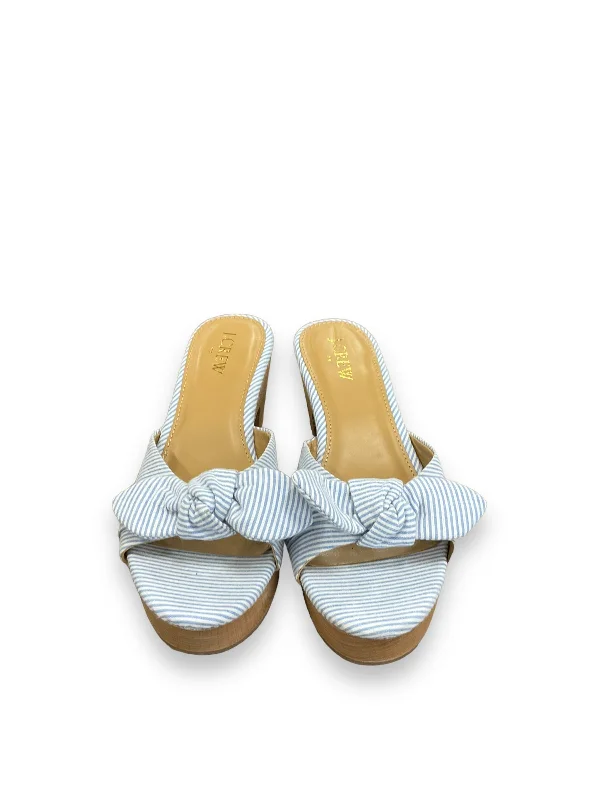 Sandals Heels Block By J. Crew In Striped Pattern, Size: 6