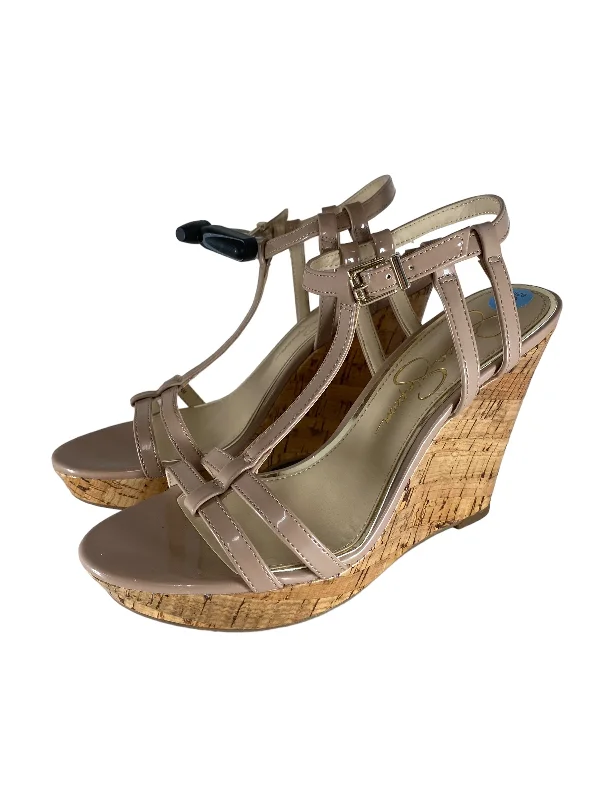 Sandals Heels Wedge By Jessica Simpson In Beige, Size: 6