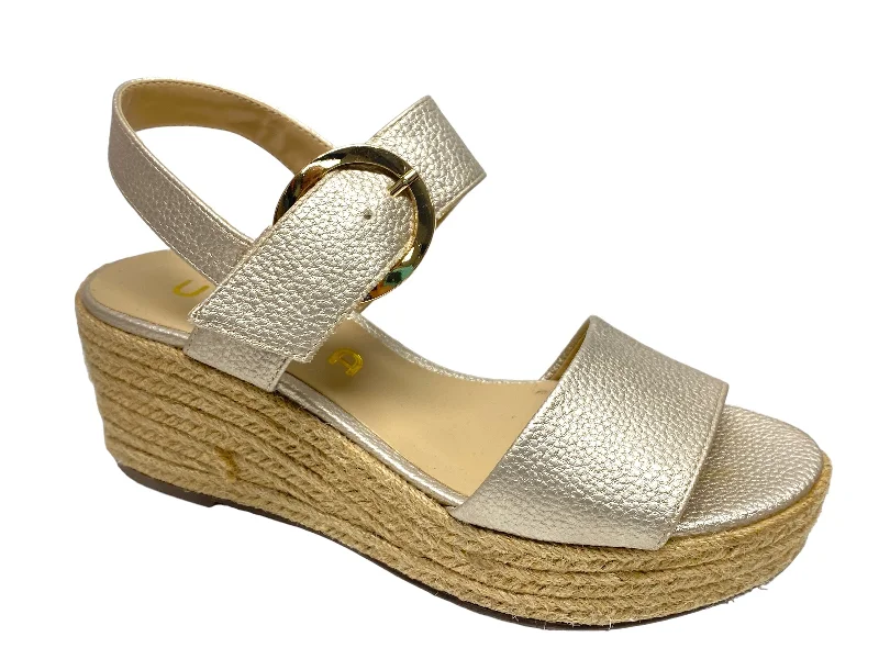 Sandals Heels Wedge By Unisa In Gold, Size: 6