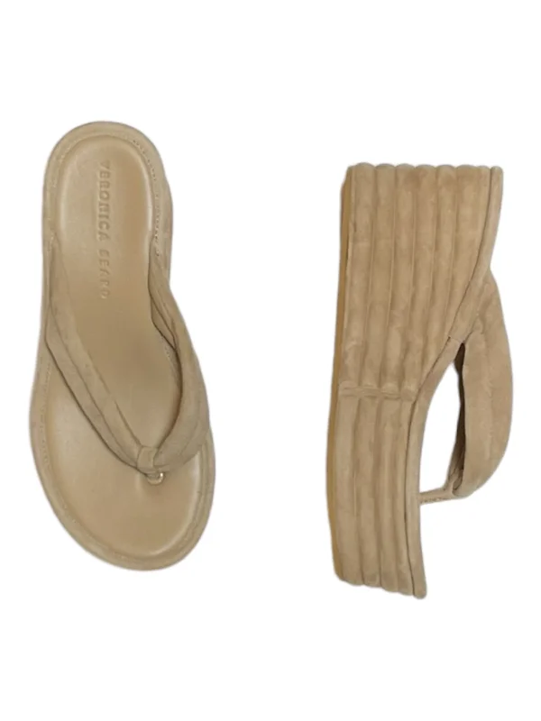 Sandals Heels Wedge By Veronica Beard In Tan, Size: 6