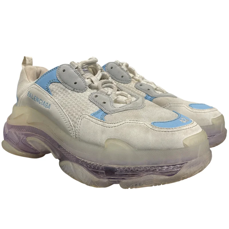 BALENCIAGA/Low-Sneakers/US 12/Leather/WHT/TRIPPLE S CLEAR PURPLE SOLE