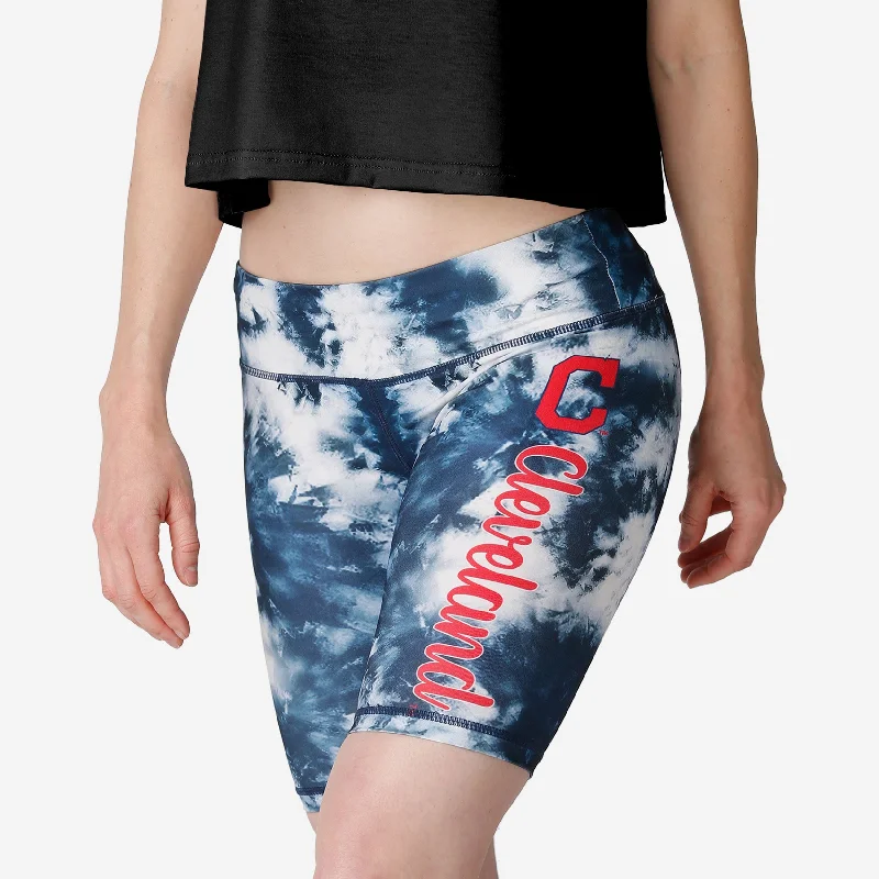 Cleveland Guardians Womens Team Color Tie-Dye Bike Shorts