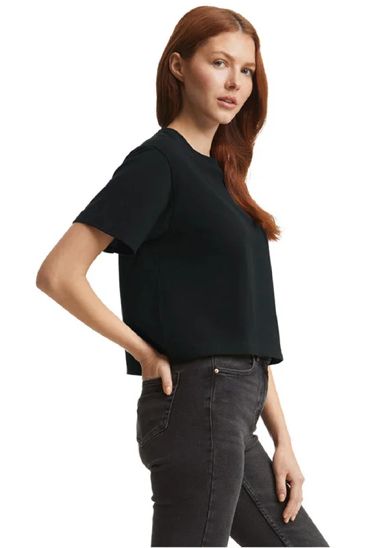 American Apparel Womens Fine Jersey Boxy Short Sleeve Crewneck T-Shirt - Black