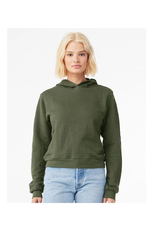 Bella + Canvas Womens Classic Hooded Sweatshirt Hoodie - Military Green - NEW