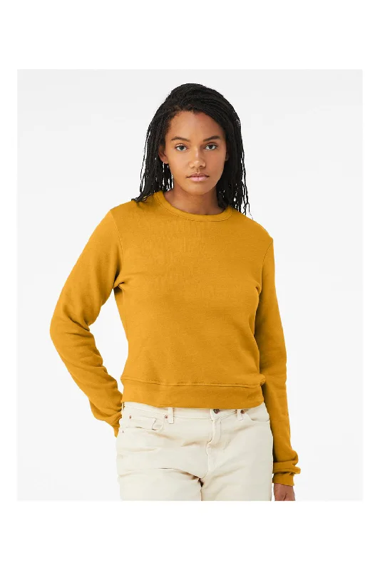 Bella + Canvas Womens Sponge Fleece Classic Crewneck Sweatshirt - Heather Mustard - NEW