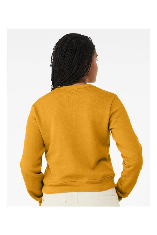 Bella + Canvas Womens Sponge Fleece Classic Crewneck Sweatshirt - Heather Mustard - NEW