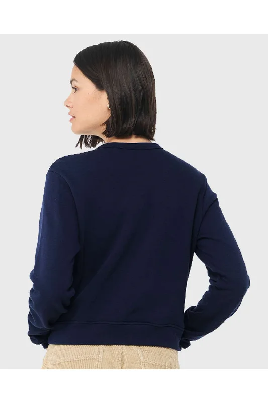 Bella + Canvas Womens Sponge Fleece Classic Crewneck Sweatshirt - Navy Blue - NEW