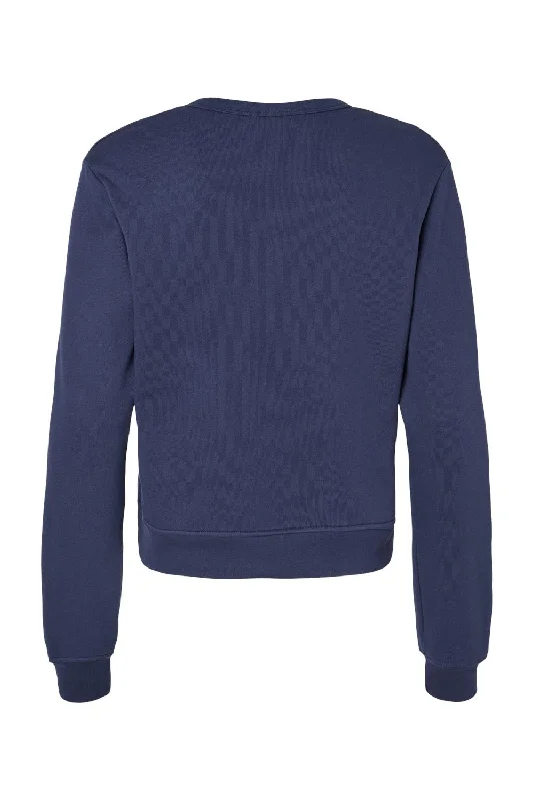 Bella + Canvas Womens Sponge Fleece Classic Crewneck Sweatshirt - Navy Blue - NEW