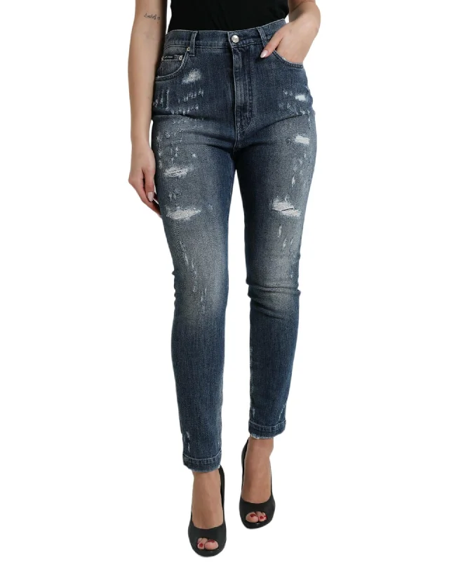 Dolce & Gabbana Distressed High Waist Denim Jeans