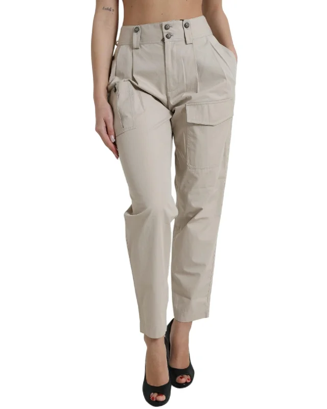 Dolce & Gabbana High Waist Cotton Tapered Pants