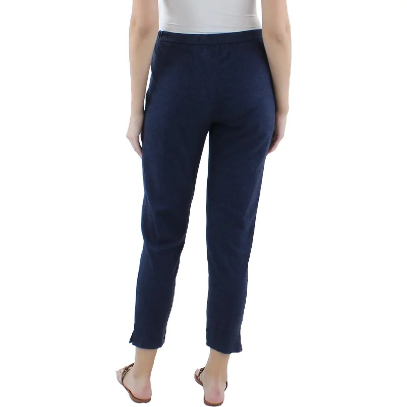 Womens Cotton Blend High Waist Ankle Pants