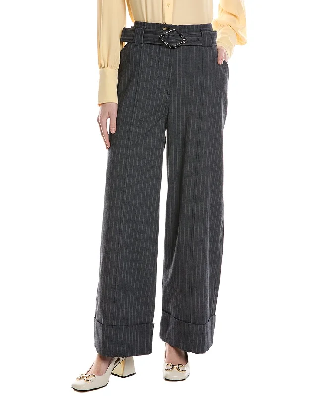 Ganni Stretch Stripe High-Waist Wide Leg Pant