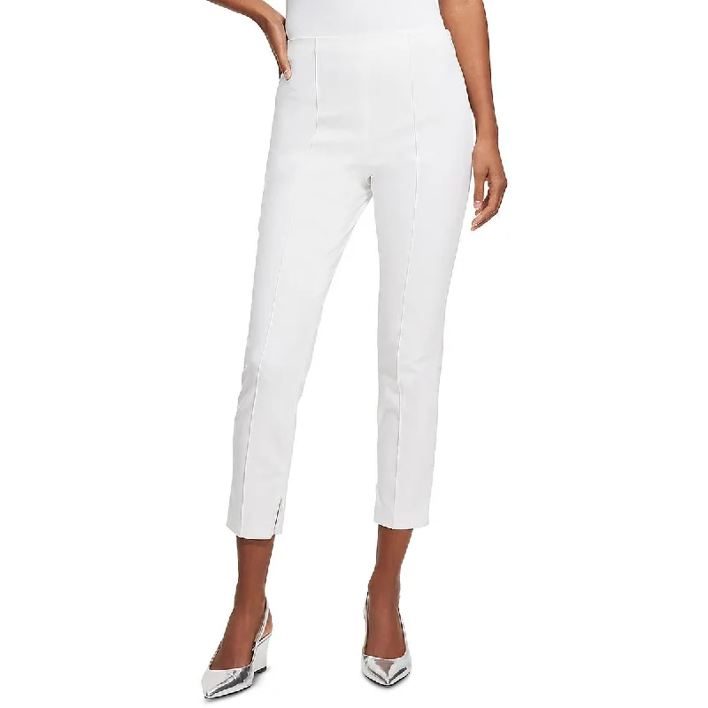 Womens Solid Pintuck Ankle Pants