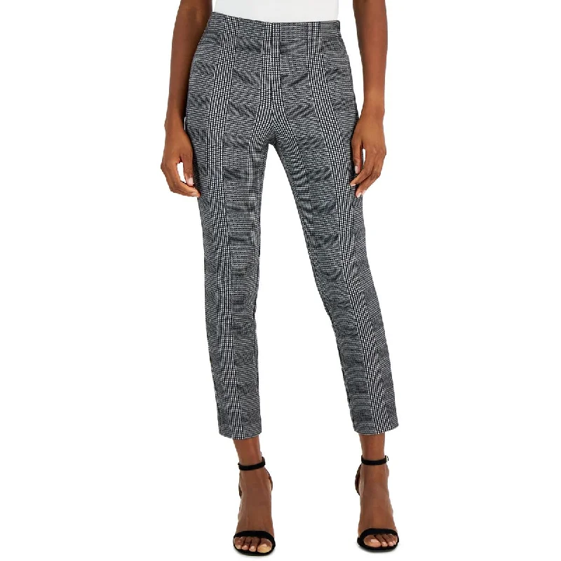 Petites Womens Printed Slim Fit Ankle Pants