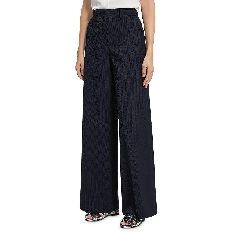 Womens High Rise Solid Wide Leg Pants