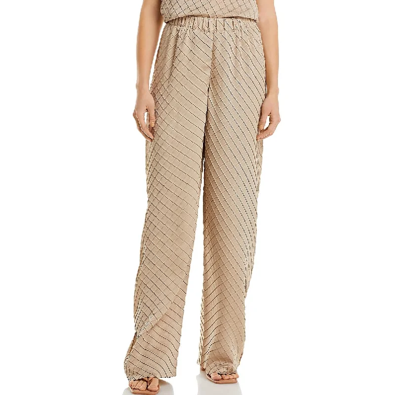 Womens High Rise Textured Palazzo Pants