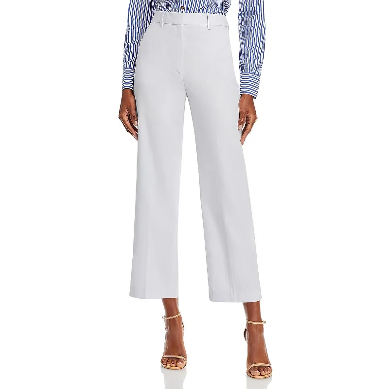 Womens Flare Legs Pleated Cropped Pants