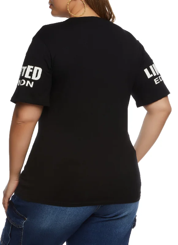 Plus Size Sequin Limited Edition Graphic T Shirt