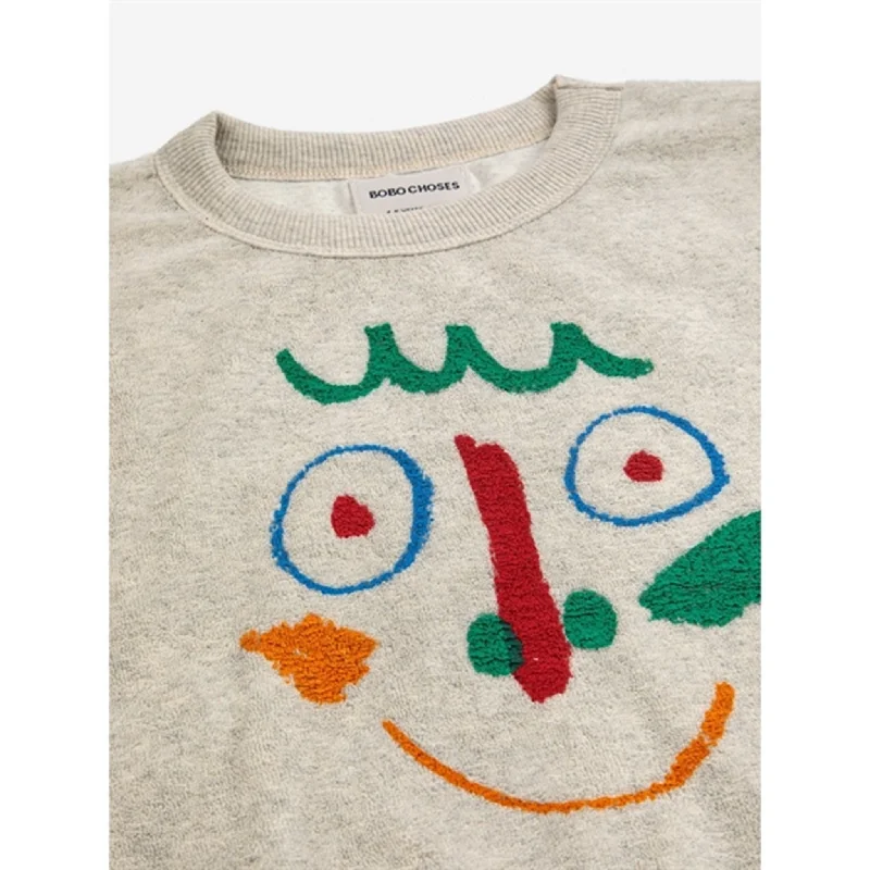 Bobo Choses Crazy Mask Sweatshirt Round Neck Light Heather Grey