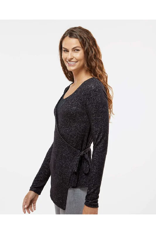 Boxercraft Womens Cuddle Wrap Sweatshirt - Heather Black - NEW