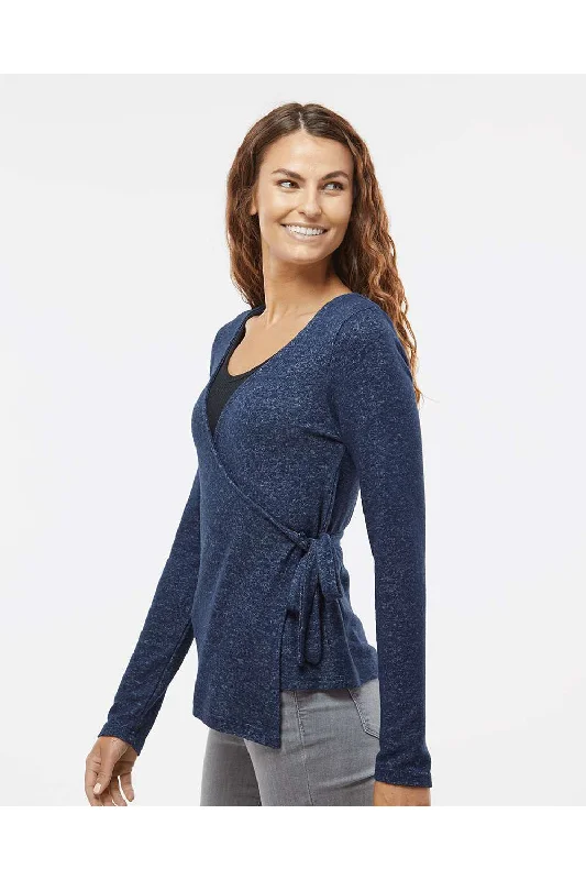 Boxercraft Womens Cuddle Wrap Sweatshirt - Heather Navy Blue - NEW