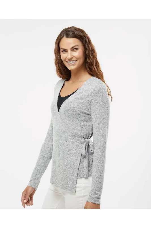 Boxercraft Womens Cuddle Wrap Sweatshirt - Heather Oxford Grey - NEW