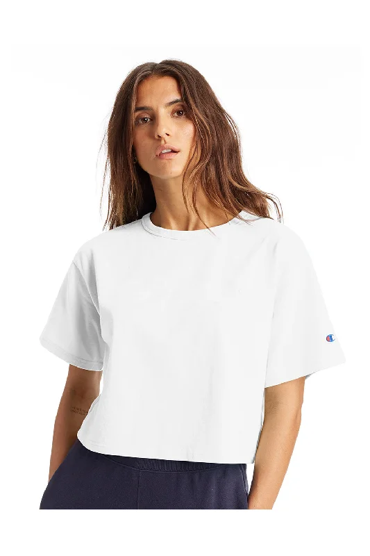 Champion Womens Heritage Cropped Short Sleeve Crewneck T-Shirt - White